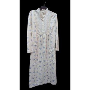 Delicates Women’s  Long Nightgown Lace Accent Floral Print Size‎ Large Nos